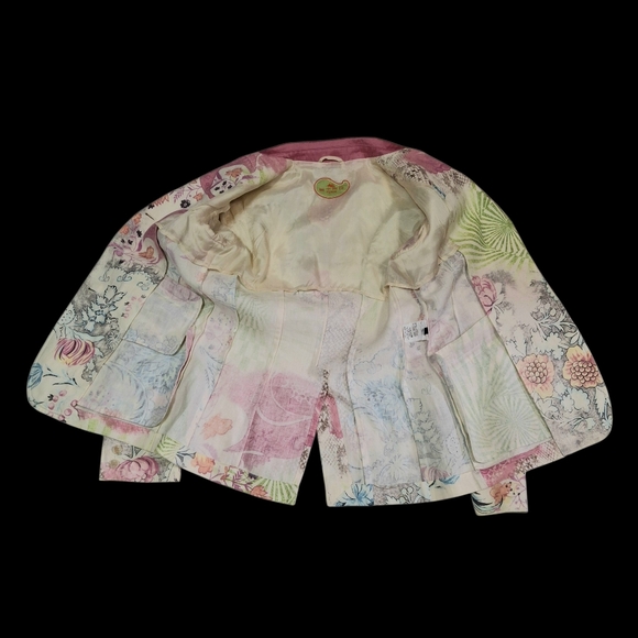 Vintage Etro Milano Floral Print Paisley Linen Blazer Women Size 8US / 44IT - Picture 9 of 16
